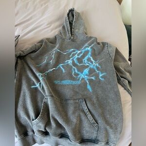 Aelfric Eden Washed Lightning Print Hoodie, size XL